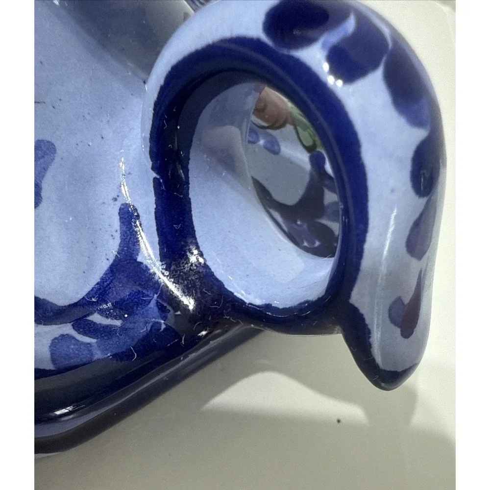 Vintage Portugal Hand Painted Ceramic Single Candle Holder Signed Handpainted‎